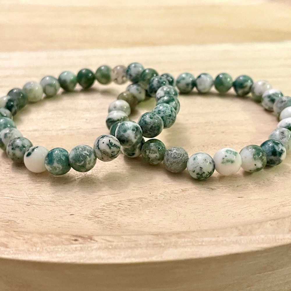 Tree Agate Beaded Bracelet 8mm - Picture 8 of 10